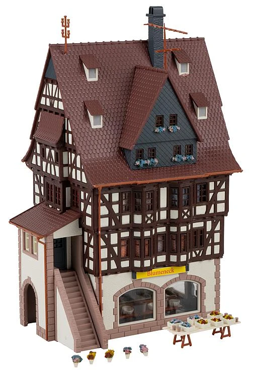 Faller 191770 HO Half-Timbered House Building Kit With Flower Shop 1 Faller 191770 HO Half-Timbered House Building Kit With Flower Shop