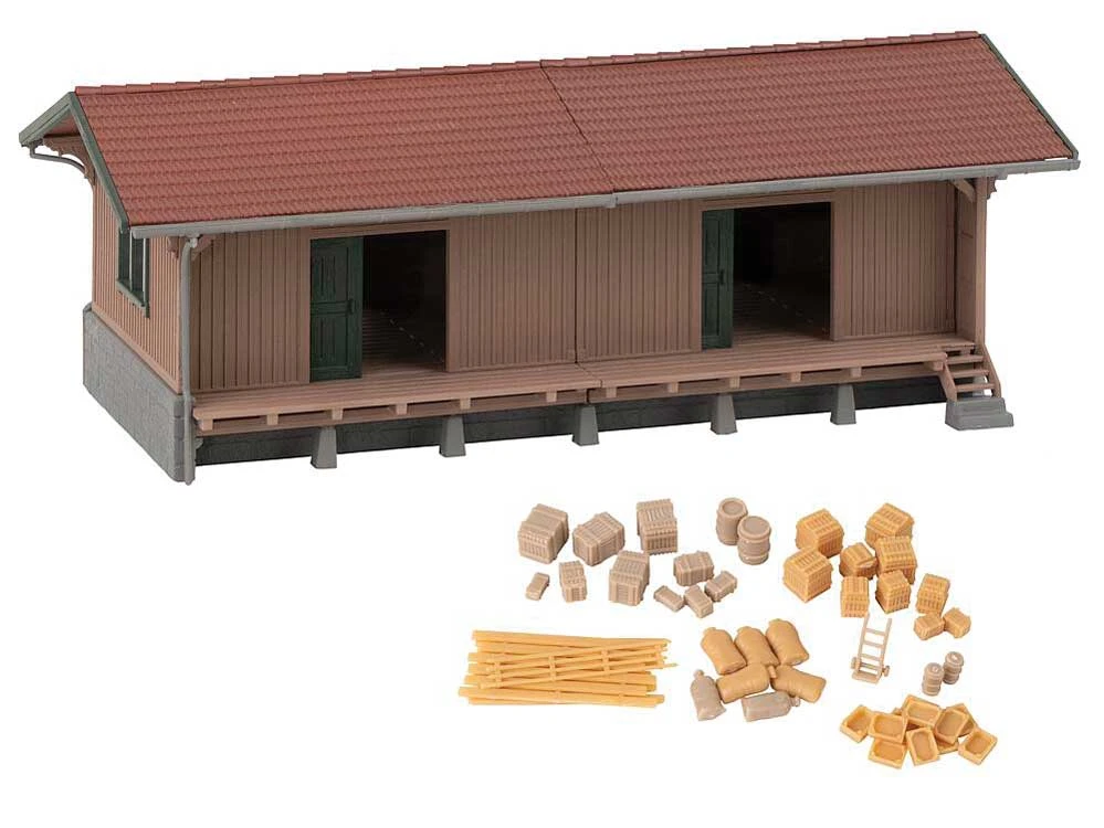 Faller Gmbh 120098 Wood Freight House/Goods Shed -- Kit - 6-1/4 X 3-5/16 X 2-5/16" 16 X 8.4 X 5.9cm, HO Scale 2 Faller Gmbh 120098 Wood Freight House/Goods Shed -- Kit - 6-1/4 X 3-5/16 X 2-5/16" 16 X 8.4 X 5.9cm, HO Scale - Image 2