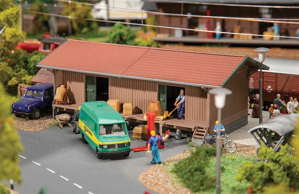Faller Gmbh 120098 Wood Freight House/Goods Shed -- Kit - 6-1/4 X 3-5/16 X 2-5/16" 16 X 8.4 X 5.9cm, HO Scale 1 Faller Gmbh 120098 Wood Freight House/Goods Shed -- Kit - 6-1/4 X 3-5/16 X 2-5/16" 16 X 8.4 X 5.9cm, HO Scale