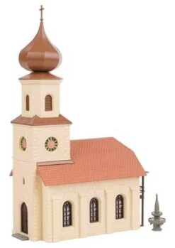 Faller Gmbh 190082 Idyll Village Set -- Kit - Includes Church, House And Cafe W/Fountain, HO Scale -Faller 39585953416129 du2