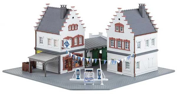 Faller Gmbh 130167 Hesselbach Gas Station -- Kit - 9-7/16 X 9-5/16 X 5-3/8" 24 X 23.7 X 13.7cm, HO Scale 2 Faller Gmbh 130167 Hesselbach Gas Station -- Kit - 9-7/16 X 9-5/16 X 5-3/8" 24 X 23.7 X 13.7cm, HO Scale - Image 2